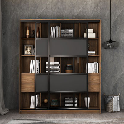 Tủ sách bằng gỗ rắn có cửa kính