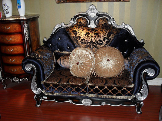 Sofa phòng khách sang trọng phong cách Châu Âu bàn cà phê sofa vải chạm khắc gỗ nguyên khối kiểu Pháp