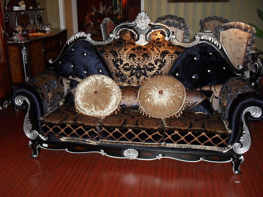 Sofa phòng khách sang trọng phong cách Châu Âu bàn cà phê sofa vải chạm khắc gỗ nguyên khối kiểu Pháp