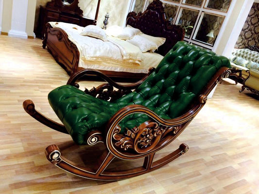 Ghế tiếp khách phong cách châu Âu bằng gỗ màu xanh lá cây Phòng khách Relex Ghế bập bênh hiện đại