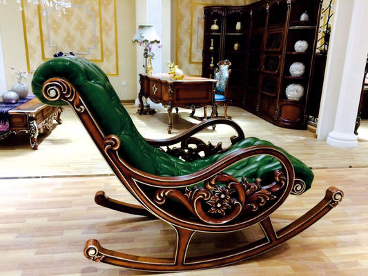 Ghế tiếp khách phong cách châu Âu bằng gỗ màu xanh lá cây Phòng khách Relex Ghế bập bênh hiện đại