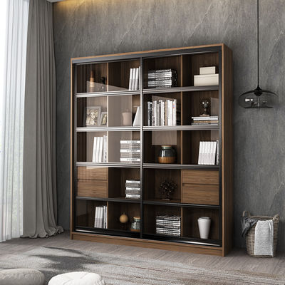 Tủ sách bằng gỗ rắn có cửa kính